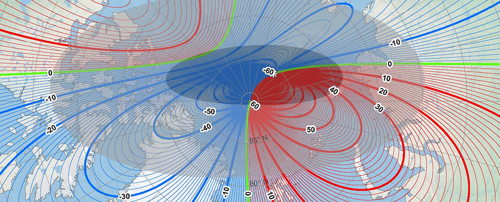 Map of magnetic north