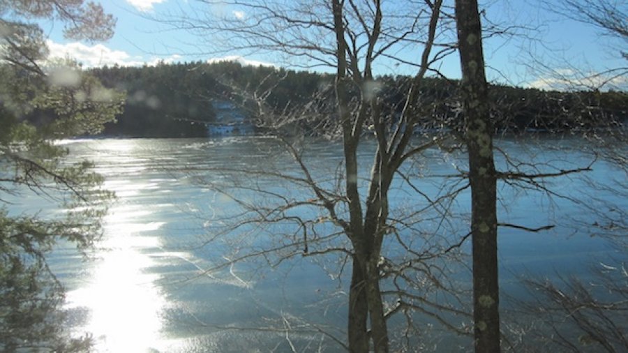 Frozen NH Lake After A Thaw