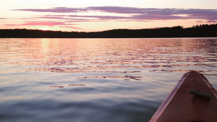 Sunset paddle in the kayak after a day of storms