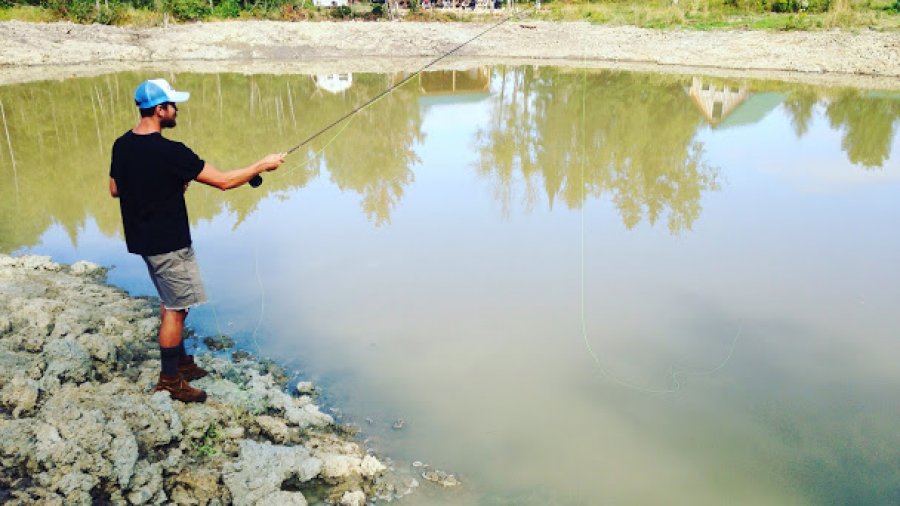 First cast on the new, as yet to be named field school pond