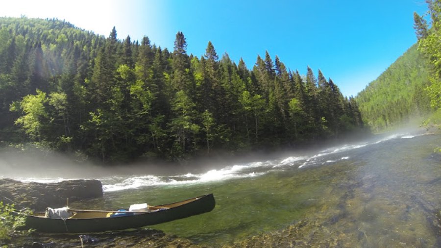 Lining into a pool, Kicking Horse Pass on the Bonaventure river, Quebec