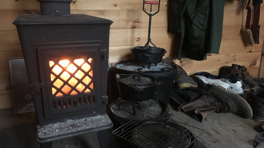 First Fall Fire In The Guide Shack