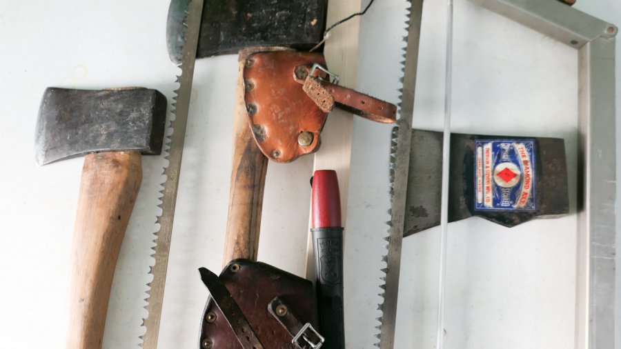 Winter tools; axes, knives and saws.