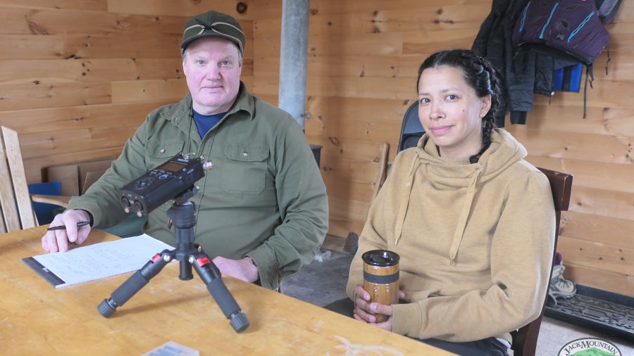 Tessa and Tim in the Guide Shack, recording this podcast.