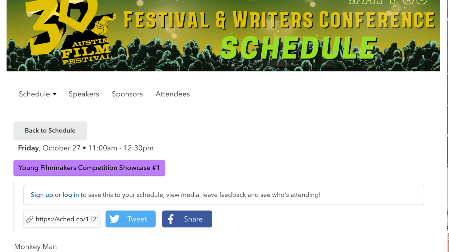 Austin Film Festival schedule