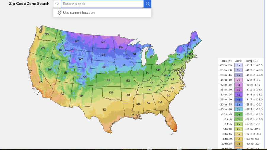 usda hardiness zone map