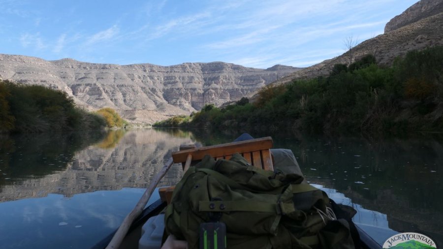 Rio Grande scenery, with smooth water reflecting the sky.