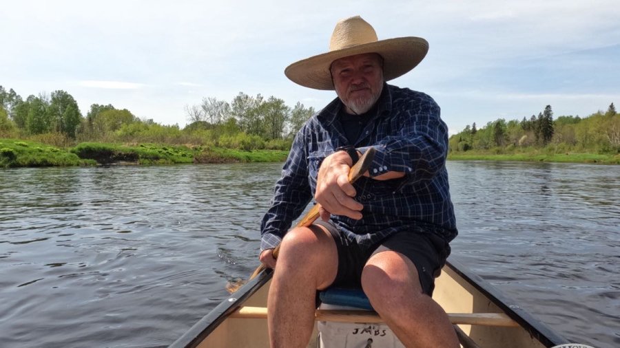 Tim in the canoe