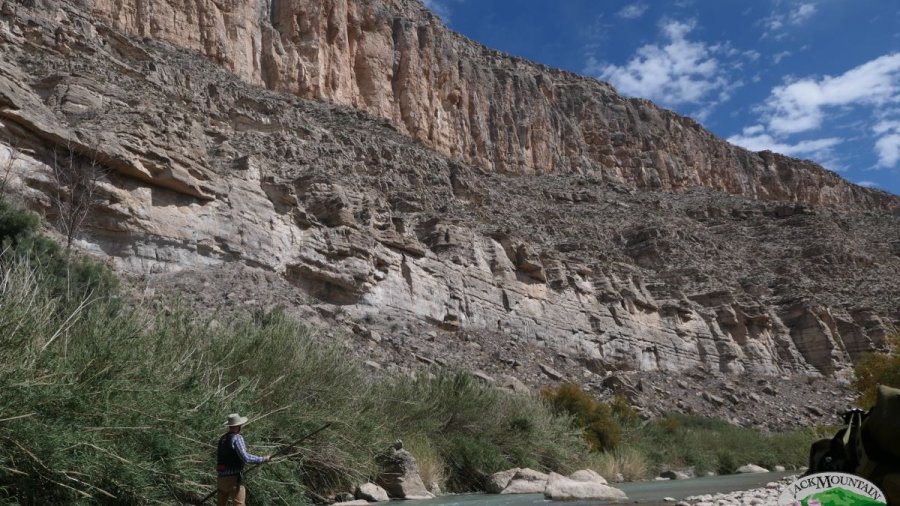 Lower canyons, Rio Grande, poling a canoe