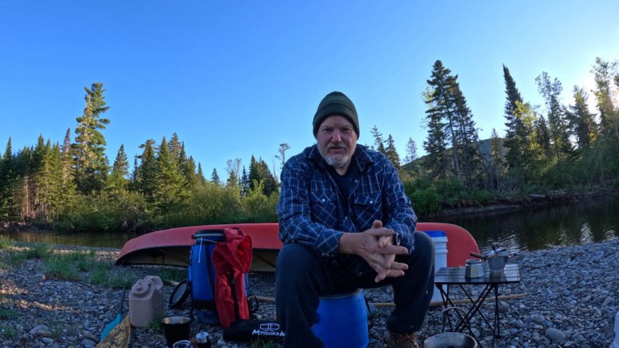 making coffee on the river bank