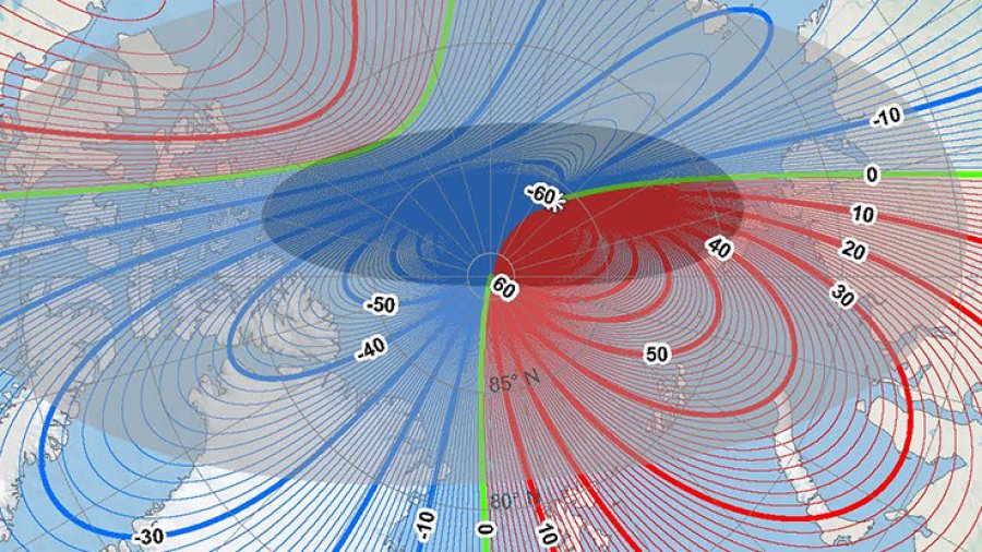 Map of magnetic north