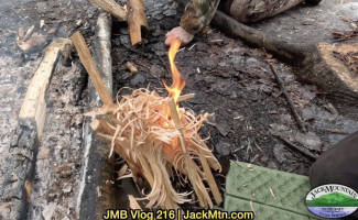 JMB Vlog 216 cover photo, feather sticks catching on fire