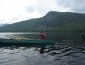 paddling past the mountain of Baxter state park, Maine